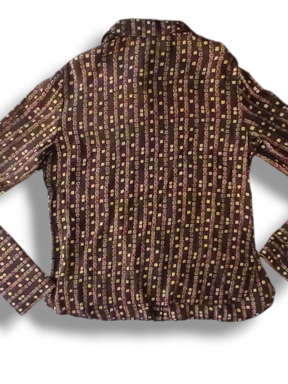 Vintage SILK St. John Sport Geometric Multi Square Long Sleeve Large quiet lux - Picture 10 of 10